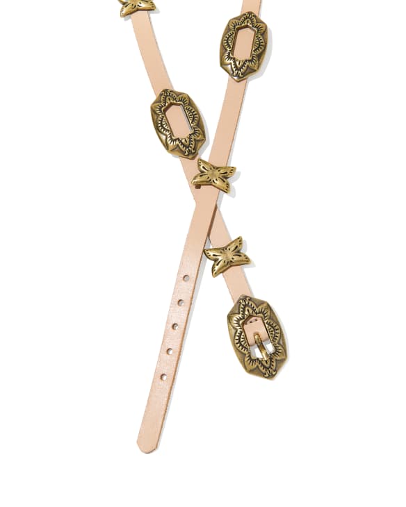 Concho Thin Belt in Taupe Leather